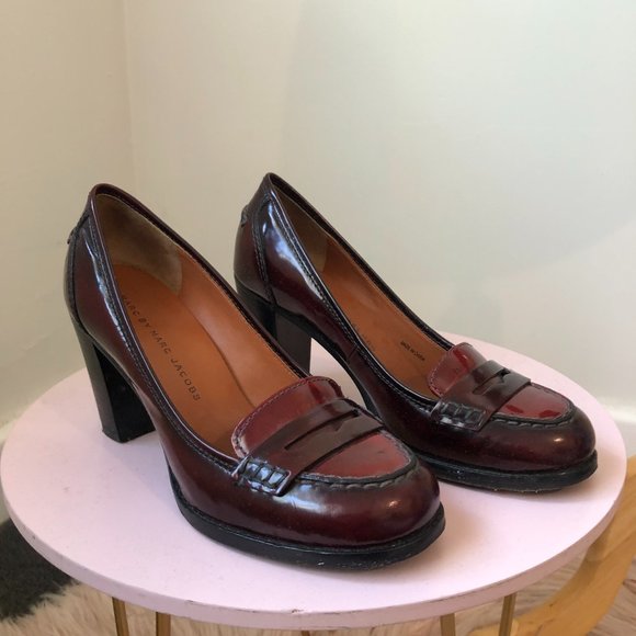 Marc Jacobs Shoes - Marc Jacobs Red Brown Vintage style Patent Leather Block Heels Size 36 A…